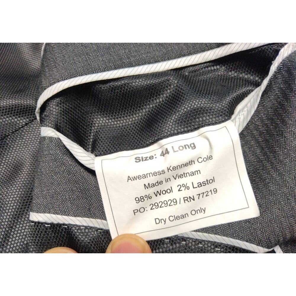 Awareness Kenneth Cole Mens 44L Gray Stripe Sports Coat 2 Button Duel Vent - Picture 11 of 15